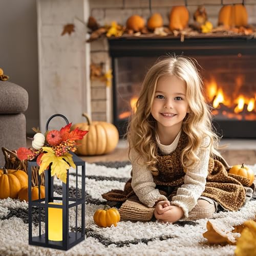 Fall Lanterns LED Candles 2 Pack 17.7 Inch Thanksgiving Decor Timer