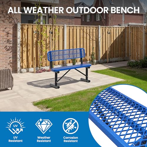 4 Feet Steel Park Bench for Outside (4 FT / Dark Blue)
