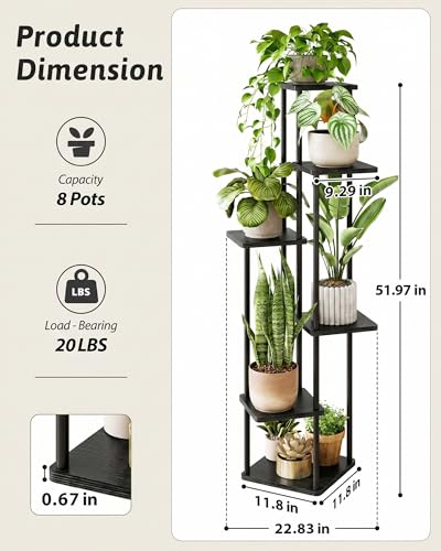 Corner Plant Stand Indoor Tall Plant Stand Black 6 Tier (Dark Brown 6 Tier)
