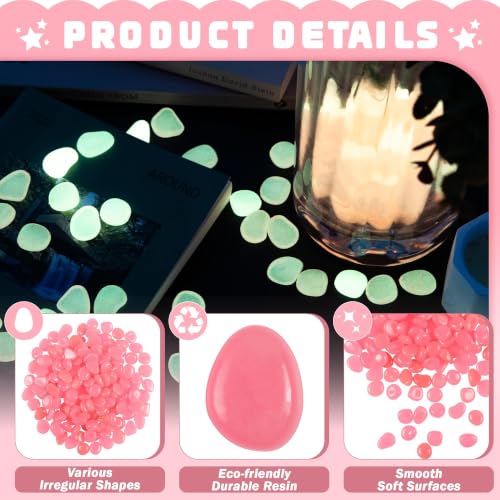 150 PCS Glow in The Dark Rocks (Pink/150 pcs / 2.5x2x0.5cm)