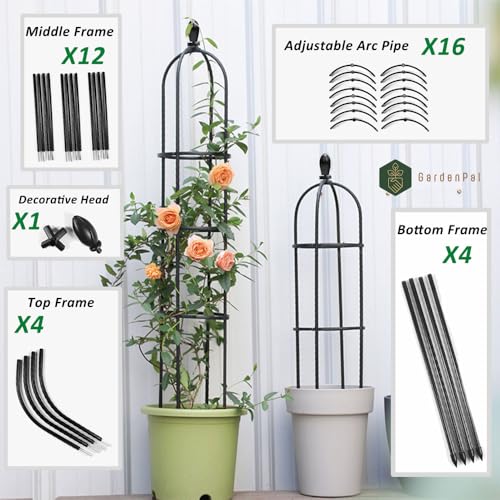 Garden Obelisk Trellis (Black / Φ31.7cm-H175cm)