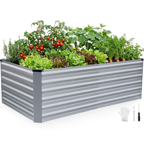 Galvanized Metal Raised Garden Bed 6×3×2FT (Silver / 6×3×2ft)