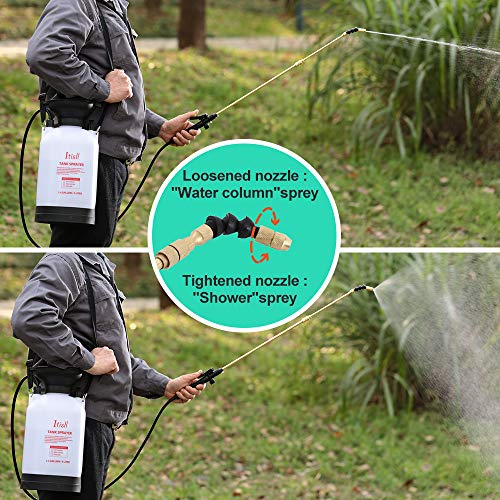 Portable Garden Pump Sprayer Brass Wand Shoulder Strap for Yard Lawn Weeds Plants 1.3Gal (White / 1.3 Gallons)