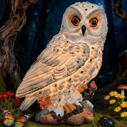 Solar Owl Garden Outdoor Statue (White-owl)