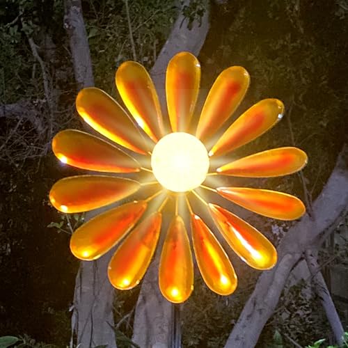 44.48in Orange Solar Daisy Wind Spinner (Orange)