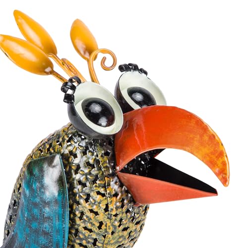 12" Tall Outdoor Metal Wide (12" Multicolor Bird)