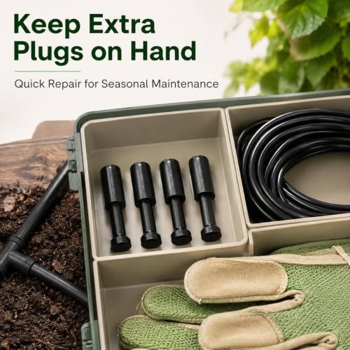 4-Pack 1/4 Inch Drip Irrigation T Plugs for Watering Kits (1/4 T Plug (Fitting))