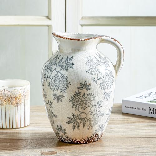 Blue and White Pitcher Vase (02-blue and White-9.7 in)
