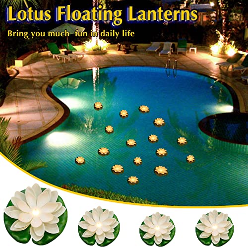 9 Pcs 3.94 5.91 in Floating Lotus Lights with Battery (3.94/ 5.91 Inch / White, Yellow Light)