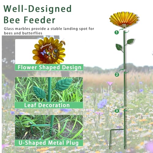 Bee Watering Station for Garden with 20 Marbles