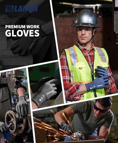 LANON Gardening Gloves for Men Women (Dusty Olive & Bluebird (Nitrile) / X-Large)