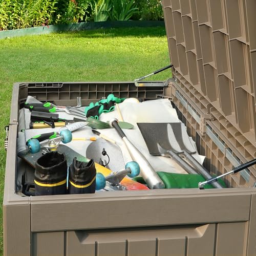 XXL 230 Gallon Large Outdoor Storage Deck Box for Patio Furniture (Taupe / 230 Gallon)