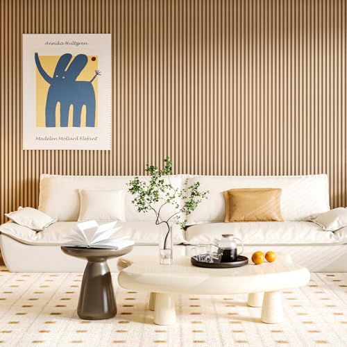 4 Pc 96"x5.7" Wood Slat Wall Panel for Interior (96 x 5.7 Inch / Slat Natural Wood)