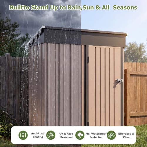 5x3 FT Outdoor Storage Shed with Sloping Roof (Brown / 5'x3')