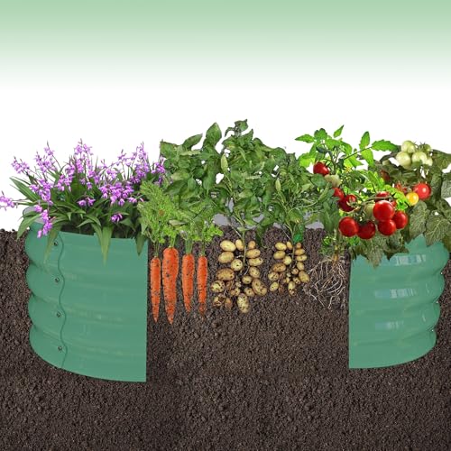 2 Pack Galvanized Raised Garden Bed (Green Petal-shaped / 4x4x1ft 2pcs)