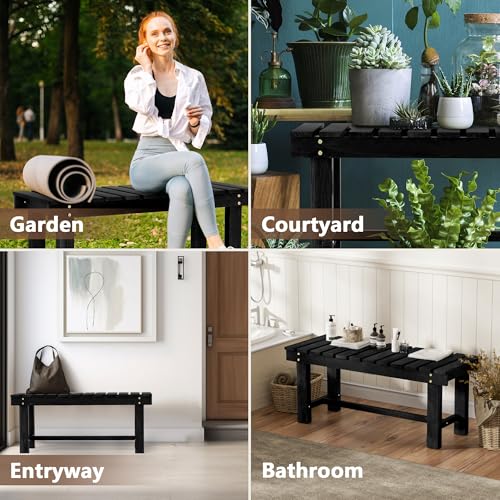 35.5" Outdoor Garden Bench (Black / 35.5 IN)