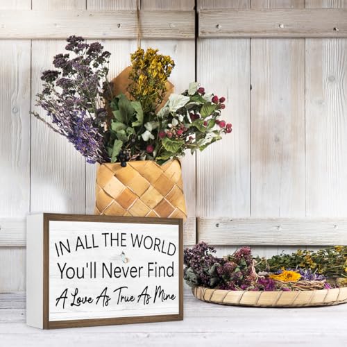 In All The World You'll Never Find a Love as True as Mine Wooden Box Sign Desk Decor (In All The World You'll Never Find)