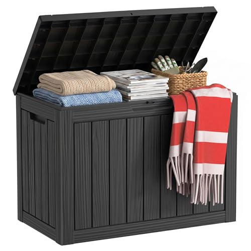 45 Gal Waterproof Outdoor Storage Box UV Resistant Deck Box (Black / 45 Gallon)