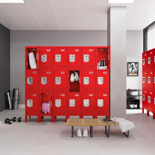 Metal Lockers (Red / 2 Door-(66.15" H x 11.8" W x 11.8" D))