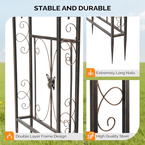 Garden Arbor Arch Archway for Wedding Ceremony Party (Bronze / 7.9 FT)