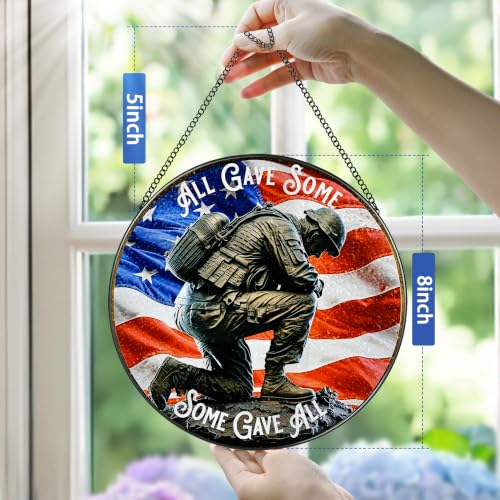 Stained Glass Window Hanging Suncatcher (Patriotic Soldier)