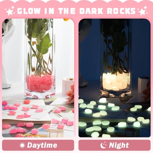 150 PCS Glow in The Dark Rocks (Pink/150 pcs / 2.5x2x0.5cm)