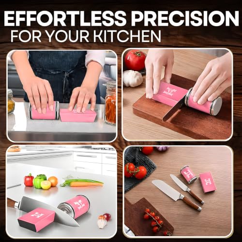 Rolling Knife Sharpener Kit with Diamond & Ceramic Disc (Pink)