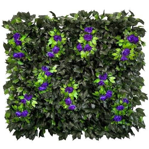 Artificial Expandable Ivy Privacy Fence Screen (BRANCH-PURPLE ROSE)