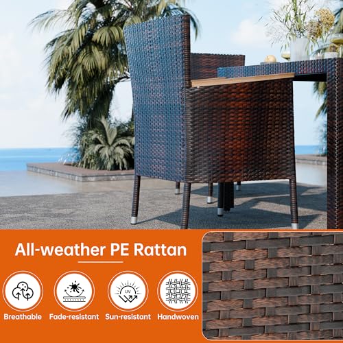 5 PCS Patio Dining Set (Brown / 5 Pieces)