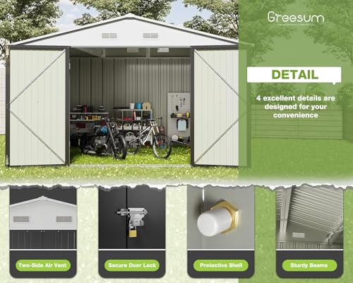 10x10FT Outdoor Storage Shed Utility Tool Shed (10x10 / Gray)