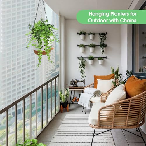 Hanging Planters for Indoor Outdoor Plants (6'' / White+black)