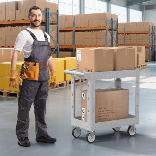 Large Garage Plastic Utility Cart (Gray / 34 x 17 Inch)