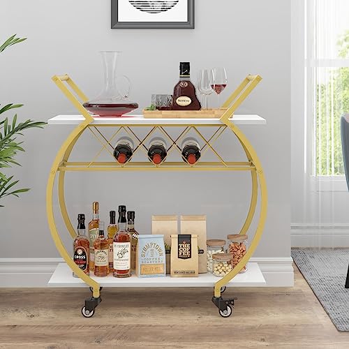 Modern Bar Cart (Gold White)
