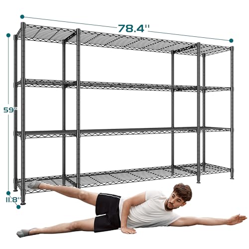 78.4''W Storage Shelves (Black-78.4" W x 11.8''D x 59''H)