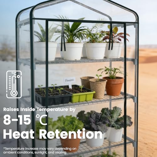 Garden 50% Extra Wide Mini Greenhouse 4 Tier Portable Plant Green House 40in Wide (4-Tier)