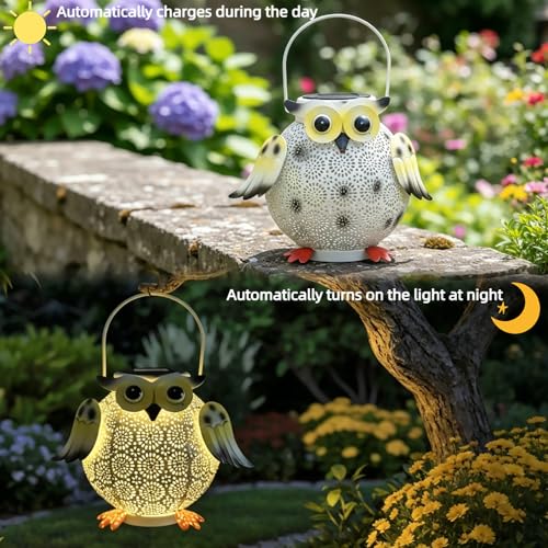 1 Pack Hanging Solar Lanterns (white owl 1pk)