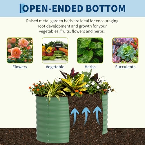 2 Pack 4x2x2ft Galvanized Raised Garden Bed (Green-oval / 4x2x2ft 2pcs)