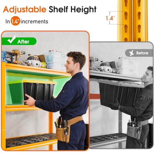40" W Yellow Garage Shelving with Double (40" W X 19.7" D X 59.9" H)