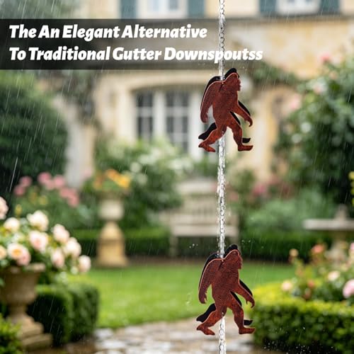10.7FT Rain Chains for Gutter with 10 Orangutan Cups (Orangutan)