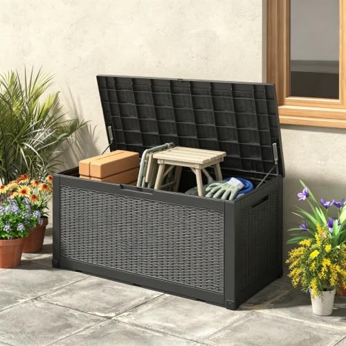 110 Gal Outdoor Storage Box Waterproof (110 Gallon / Dark Black)
