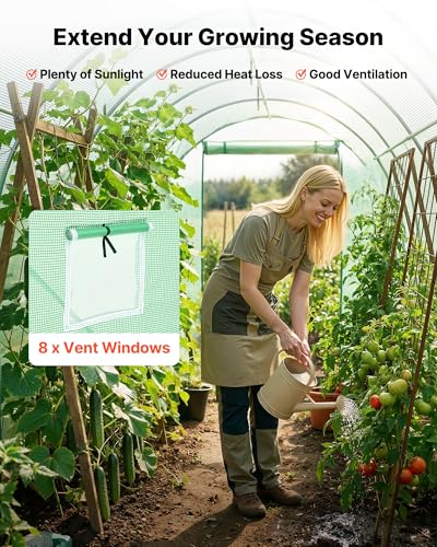 Walk in Tunnel Greenhouse (Green / 15x7x7 ft)