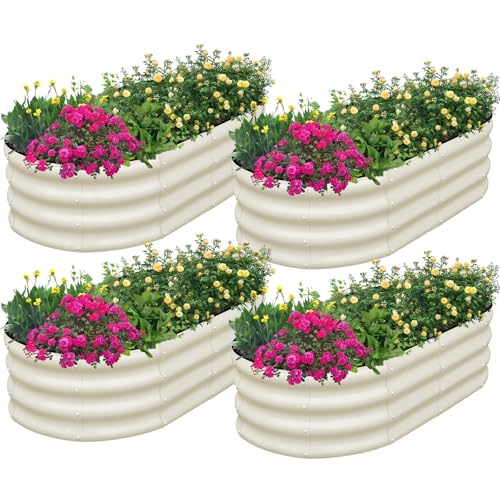 Galvanized Raised Garden Bed Outdoor (White / 4x2x1 ft (4 count))