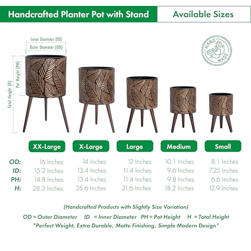 14 Inch Planter Pot with Wood Stand