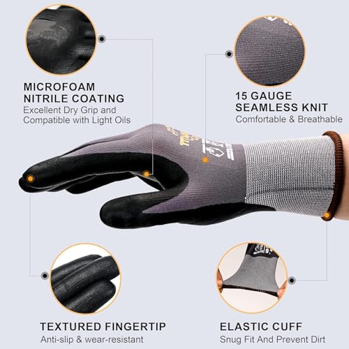 Work Gloves MicroFoam Nitrile Coated (12 Pairs / X-Large)
