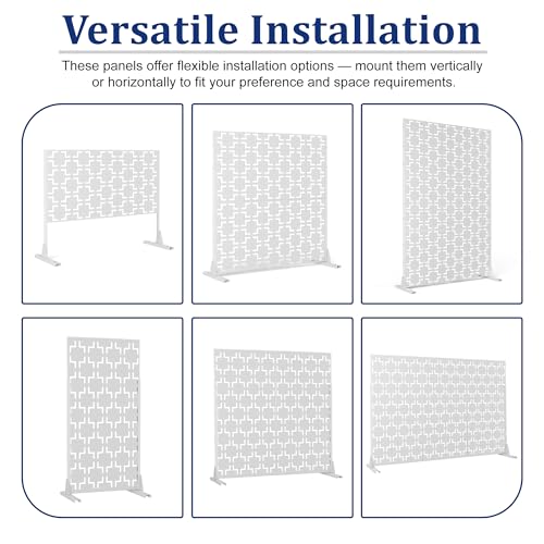 72" H Metal Balcony Privacy Screen (72" H×47" W / White Square Pattern)