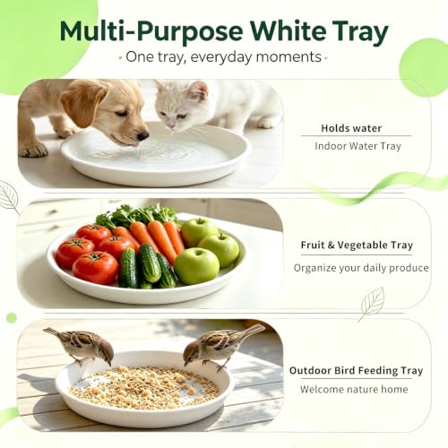 3 Pack Plant Saucer Heavy Duty Sturdy Drip Trays for Indoor and Outdoor (White / 10 inch)