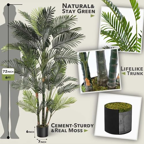 6ft Artificial Golden Cane Palm Tree for Home Decor (Palm Tree (6ft) / 6ft)
