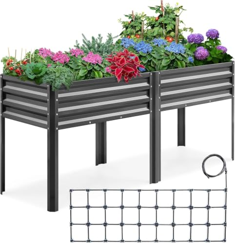 Large Raised Garden Bed with Legs & Storage Shelf 71x23x32 in
