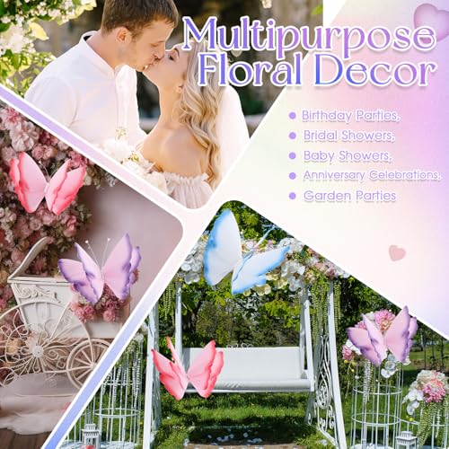 3 Pcs Giant Butterfly Decoration (Butterfly / Pink, Purple, Blue)