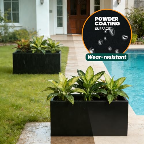 Metal Rectangular Planter Black Galvanized Steel 36" L x 15" W x 15" H (Black / 36" L x 15" W x 15" H)